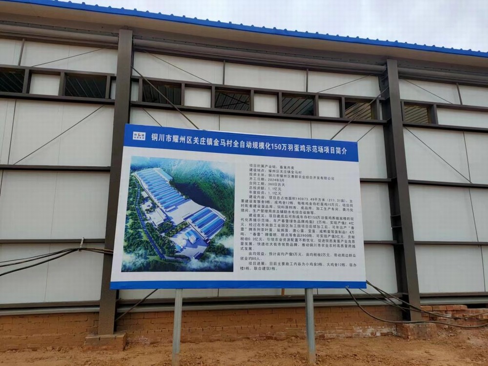 陕煤建设设计研究院:铜川市耀州区关庄镇金马村全自动规模化150万羽蛋鸡示范场项目主体验收